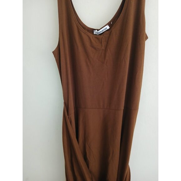 Reformation Womens M Brown Kalia Wrap Midi Dress Sleeveless Bodycon Tie Waist - Picture 6 of 10